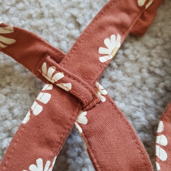 PL Farmhouse Yellow Floral Pattern Brown Overall Dress Infant Girl 24 Months - Picture 3 of 5